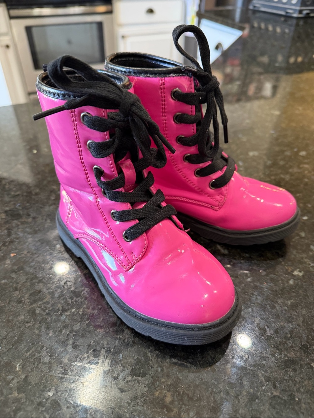 Adrienne Vittadini Kids Pink Lace-Up Combat Boots